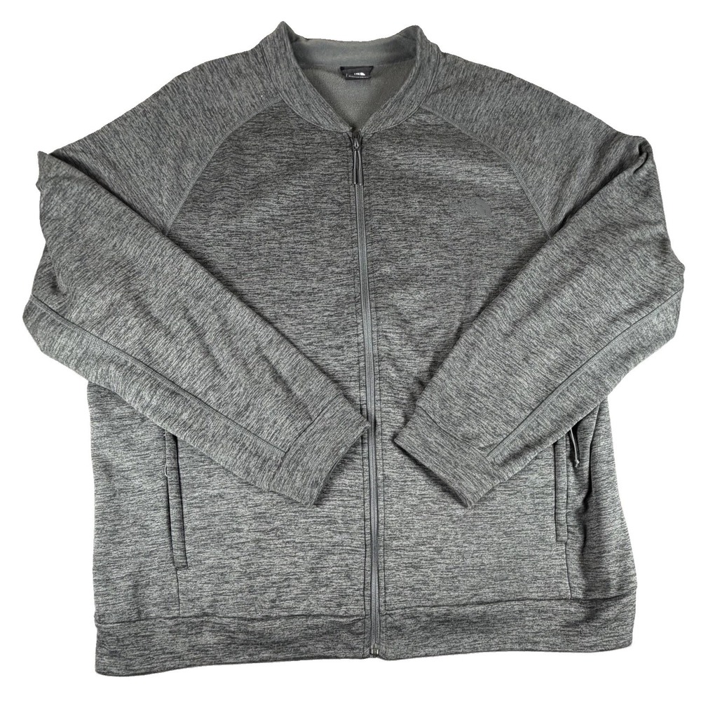 The North Face Jacket Mens 2XL Gray Fleece Full Zip Raglan Pockets Hiking